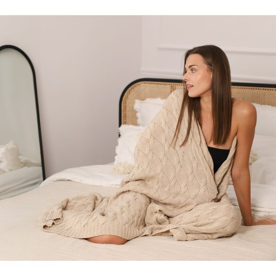 Grosse Merinowolle Decke Beige XL 180×120 cm_1.jpg