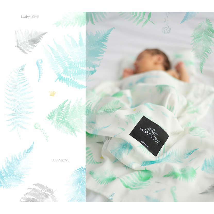 Swaddledecke-Viskose Bambus 150 x 100 cm - Minze Farne